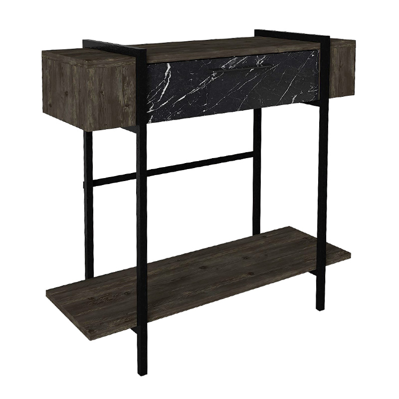 Lisbon Megapap melamine console in black rebab - black marble effect color 90x29,6x82cm.