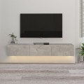 Damla Megapap melamine wall TV cabinet with LED lighting in white marble effect color 180x29.5x29.5cm.