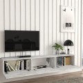 Damla Megapap melamine wall TV cabinet with LED lighting in white marble effect color 180x29.5x29.5cm.