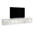 Damla Megapap melamine wall TV cabinet with LED lighting in white marble effect color 180x29.5x29.5cm.