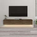 Έπιπλο τηλεόρασης επιτοίχιο Damla Megapap με LED χρώμα καρυδί 180x29,5x29,5εκ.