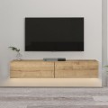 Aristo Megapap melamine wall TV cabinet with LED lighting in sapphire oak color 135x31.6x25cm.