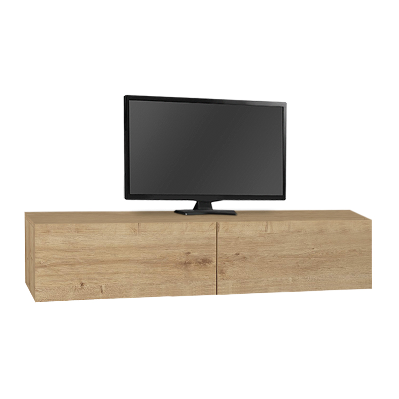 Aristo Megapap melamine wall TV cabinet with LED lighting in sapphire oak color 135x31.6x25cm.