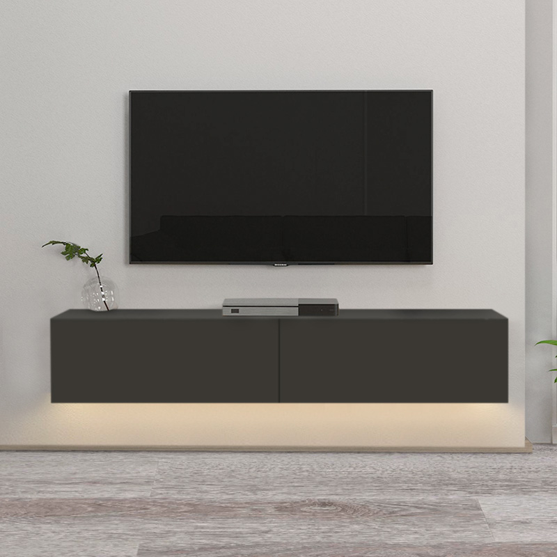 Έπιπλο τηλεόρασης επιτοίχιο Aristo Megapap με LED χρώμα ανθρακί 135x31,6x25εκ.