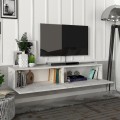 Aristo Megapap melamine wall TV cabinet with LED lighting in white marble effect color 135x31.6x25cm.