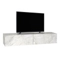 Aristo Megapap melamine wall TV cabinet with LED lighting in white marble effect color 135x31.6x25cm.