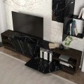 River Megapap melamine TV unit in black marble effect color 240x36,6x47cm.