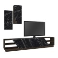 River Megapap melamine TV unit in black marble effect color 240x36,6x47cm.