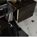 Veyron Megapap  melamine TV stand in black rebab - black marble effect color 180x32,3x45cm.
