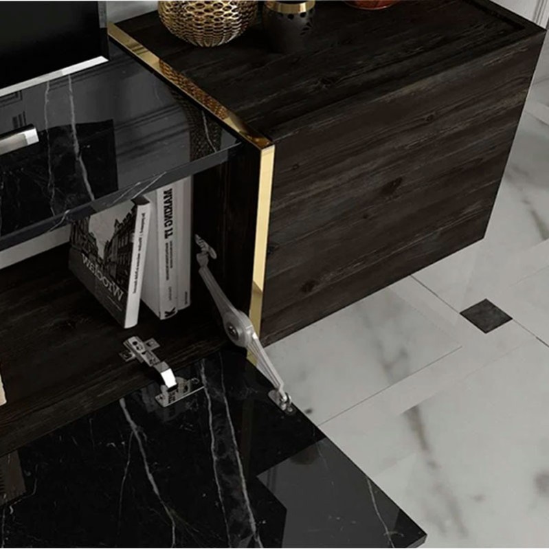 Veyron Megapap  melamine TV stand in black rebab - black marble effect color 180x32,3x45cm.