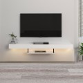 Έπιπλο τηλεόρασης επιτοίχιο Albares Megapap με LED χρώμα λευκό 150x29,6x22εκ.