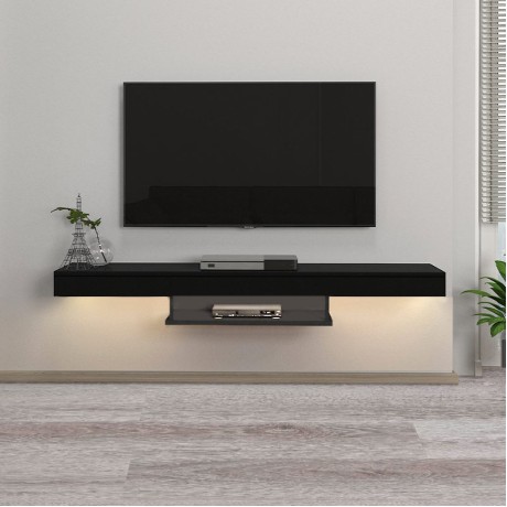 Έπιπλο τηλεόρασης επιτοίχιο Albares Megapap με LED χρώμα μαύρο 150x29,6x22εκ.