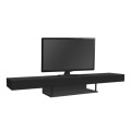 Albares Megapap melamine wall TV cabinet with LED lighting in black color 150x29.6x22cm.