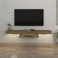 Έπιπλο τηλεόρασης επιτοίχιο Albares Megapap με LED χρώμα καρυδί 150x29,6x22εκ.