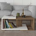 Mareta Megapap melamine coffee table in white - walnut color 81,8x50x35cm.