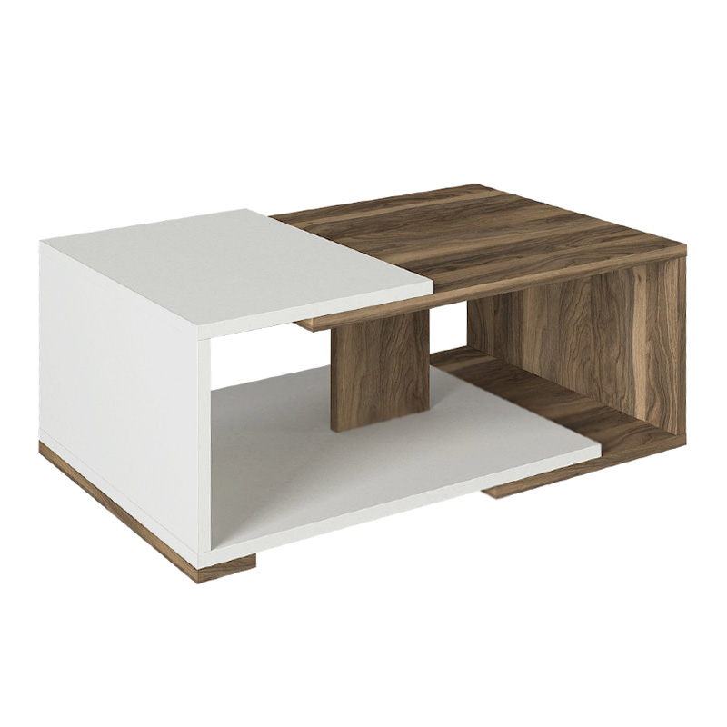 Mareta Megapap melamine coffee table in white - walnut color 81,8x50x35cm.