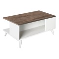 Sedra Megapap melamine coffee table in white - walnut color 90x60x38,6cm.