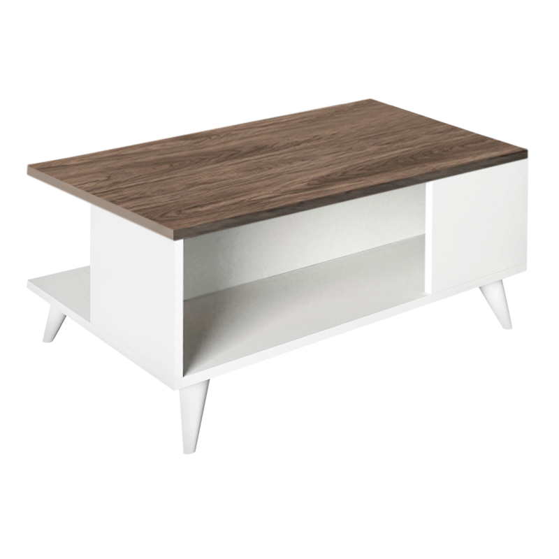 Sedra Megapap melamine coffee table in white - walnut color 90x60x38,6cm.