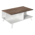 Sedra Megapap melamine coffee table in white - walnut color 90x60x38,6cm.
