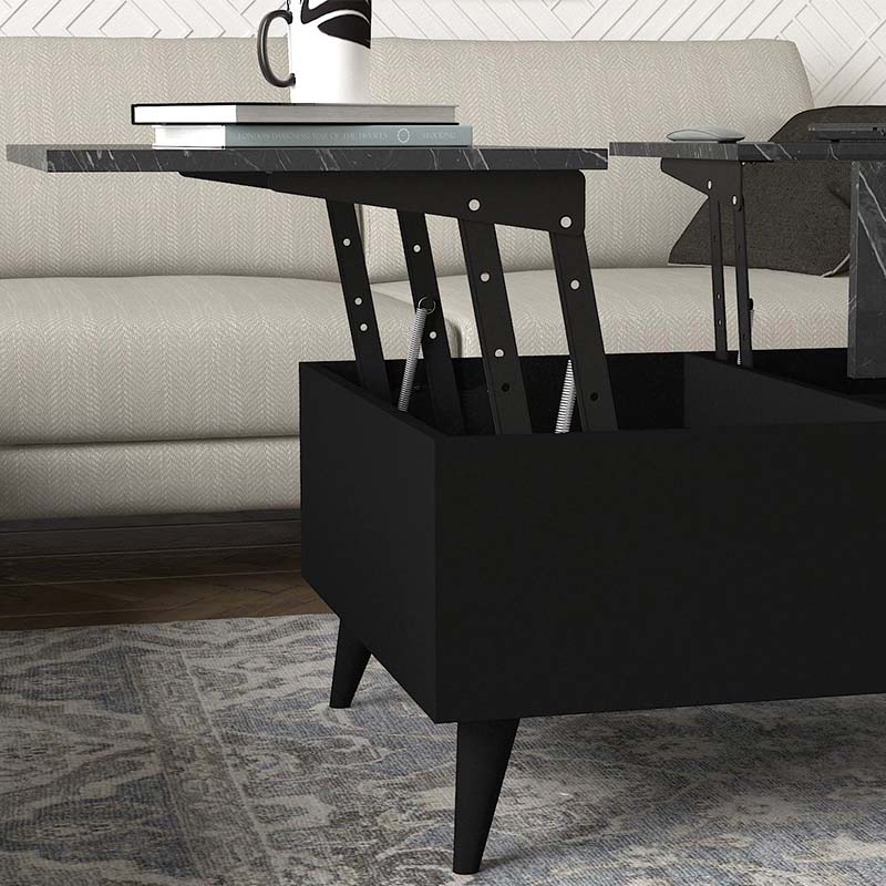 Roy Megapap coffee table with melamine polymorphic black color - marble effect 121x69x40cm.
