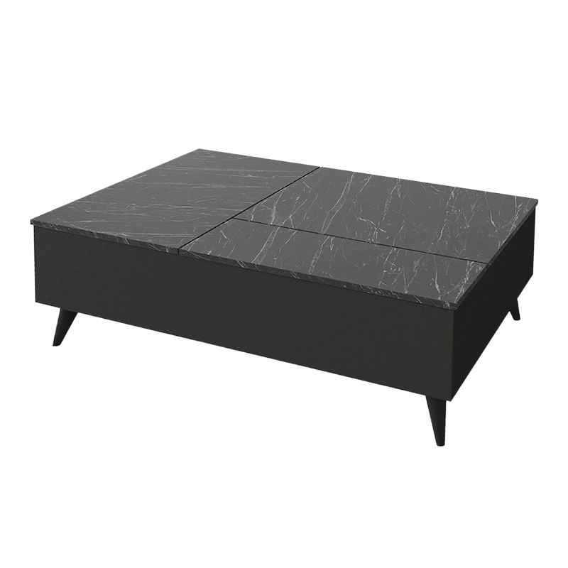 Roy Megapap coffee table with melamine polymorphic black color - marble effect 121x69x40cm.