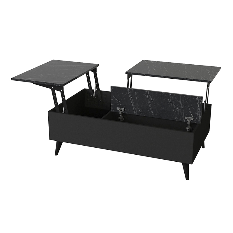 Roy Megapap coffee table with melamine polymorphic black color - marble effect 121x69x40cm.