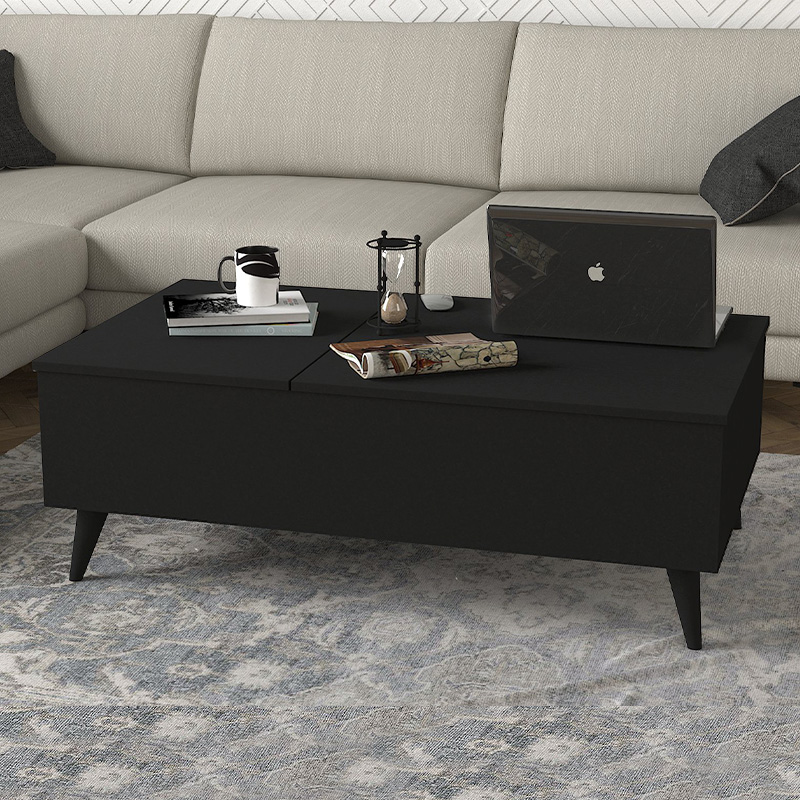 Roy Megapap coffee table with melamine polymorphic black color 121x69x40cm.