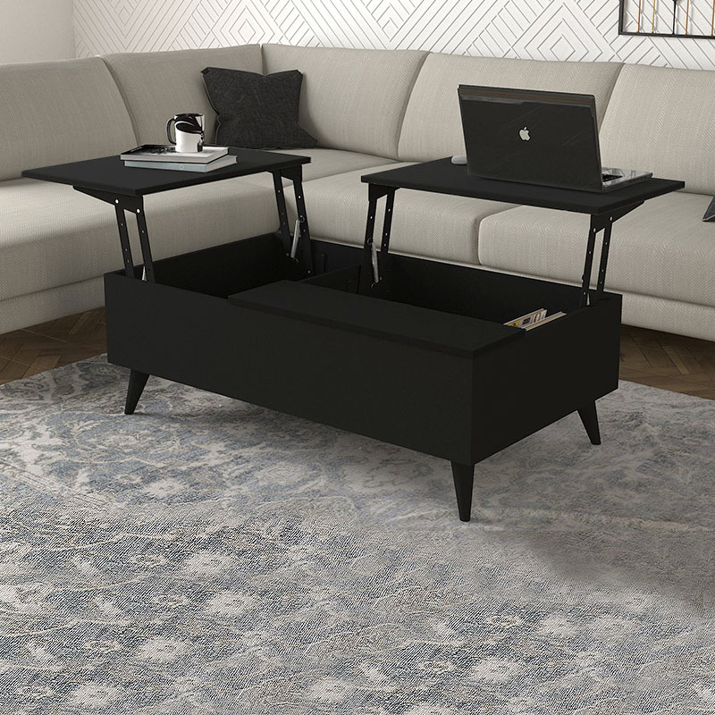 Roy Megapap coffee table with melamine polymorphic black color 121x69x40cm.