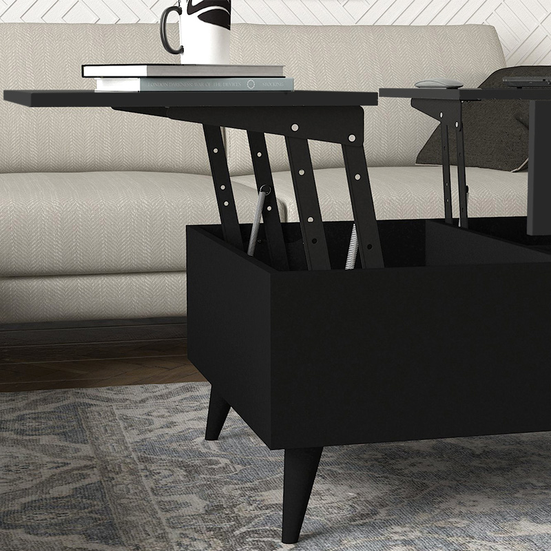 Roy Megapap coffee table with melamine polymorphic black color 121x69x40cm.