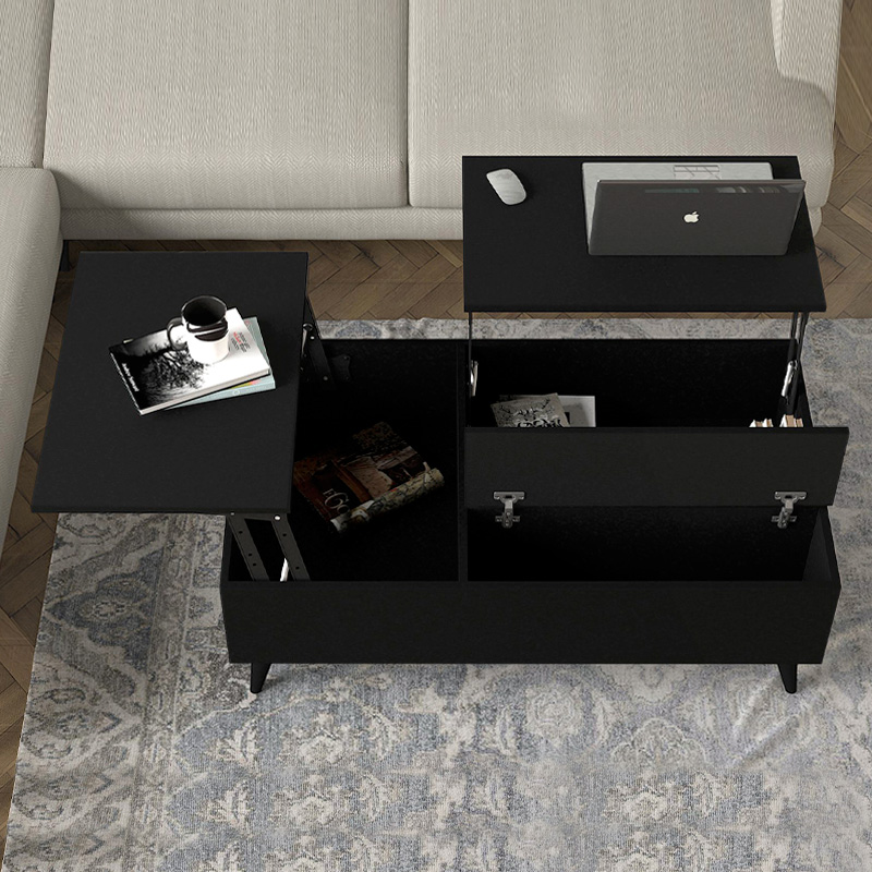 Roy Megapap coffee table with melamine polymorphic black color 121x69x40cm.