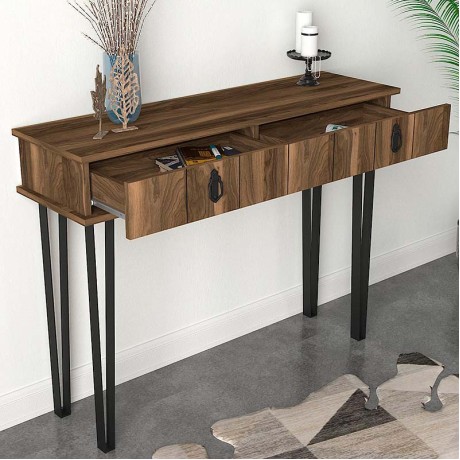Κονσόλα Helsinki Megapap χρώμα καρυδί 120x35,5x90εκ.