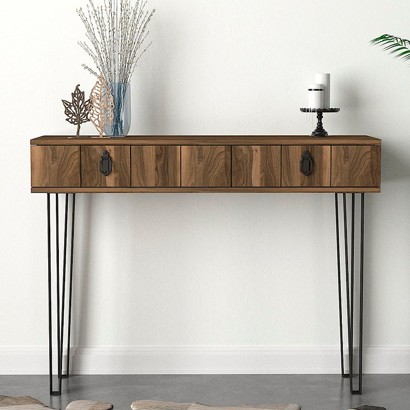 Helsinki Megapap melamine console in walnut color 120x35,5x90cm.