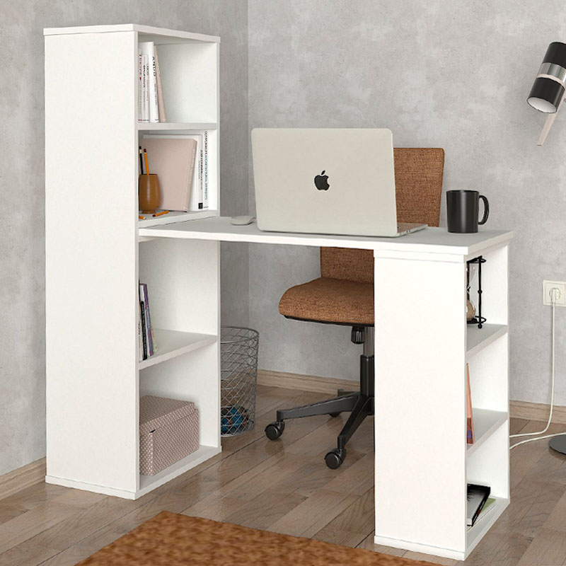 Last Megapap polymorphic work desk made of melamine in white color 119x44.7x123cm.