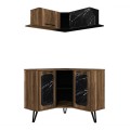 Lambert Megapap corner melamine kitchen furniture in walnut - black marble effect color 92,5x35x83,6cm.