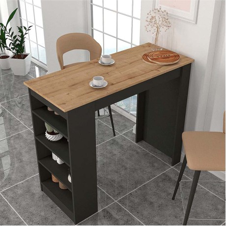 Τραπέζι μπαρ Monaco Megapap χρώμα ανθρακί - sapphire oak 120x51,6x101,8εκ.