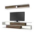 Manet Megapap melamine TV unit with LED in white - walnut color 180x29,5x39cm.