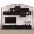 Tromen Megapap melamine TV unit in black marble effect color 260x40x33cm.
