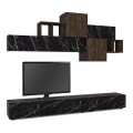 Tromen Megapap melamine TV unit in black marble effect color 260x40x33cm.