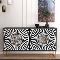 Μπουφές Gradel Megapap χρώμα μαύρο - ασπρόμαυρο 150x35x83,6εκ.