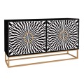 Μπουφές Gradel Megapap χρώμα μαύρο - ασπρόμαυρο 150x35x83,6εκ.