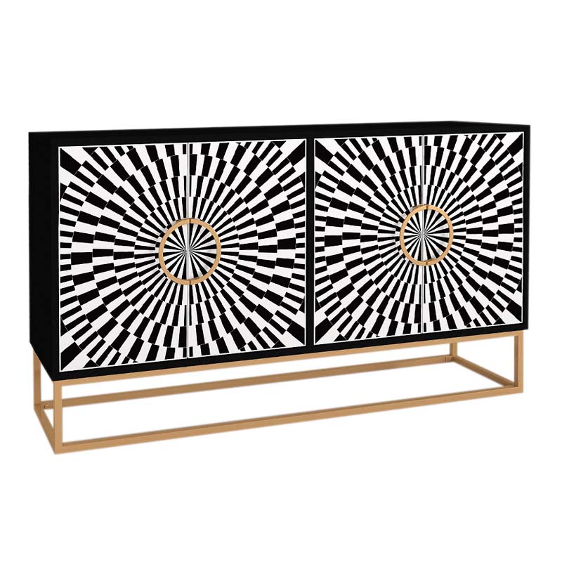 Μπουφές Gradel Megapap χρώμα μαύρο - ασπρόμαυρο 150x35x83,6εκ.