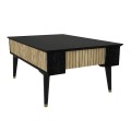 Bolea Megapap melamine coffee table in modern black and oak color 90x60x38.6cm.