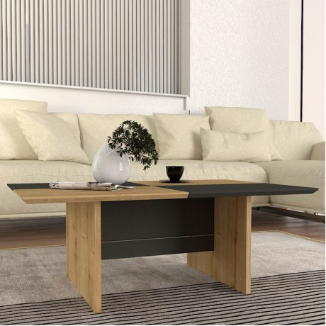 Τραπεζάκι σαλονιού Venita Megapap χρώμα sapphire oak - ανθρακί 90x60x33,8εκ.