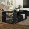 Abdera Megapap melamine coffee table in black marble color 110x60x42cm.