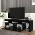 Acnes Megapap melamine tv stand in black - black marble effect color 160x40x53cm.