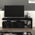 Acnes Megapap melamine tv stand in black - black marble effect color 160x40x53cm.