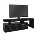 Acnes Megapap melamine tv stand in black - black marble effect color 160x40x53cm.