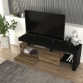 Acnes Megapap melamine tv stand in black - walnut color 160x40x53cm.