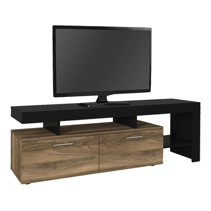 Acnes Megapap melamine tv stand in black - walnut color 160x40x53cm.