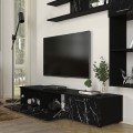 Darcy Megapap melamine TV unit in black - black marble effect color 180x40x33cm.